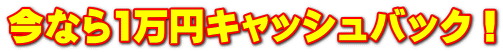 今なら1万円キャッシュバック！